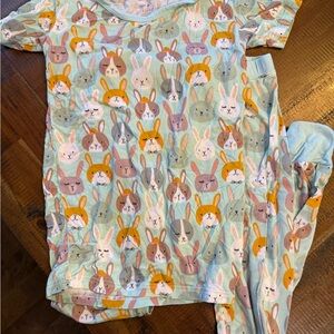 Little Sleepies Blue and White Pajama Sets with Playful bunnies